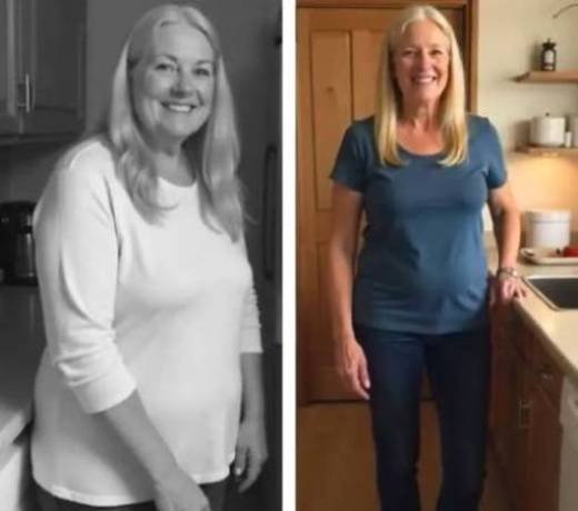 Before-and-after photo of TrimPure Gold Patch user with noticeable waist reduction